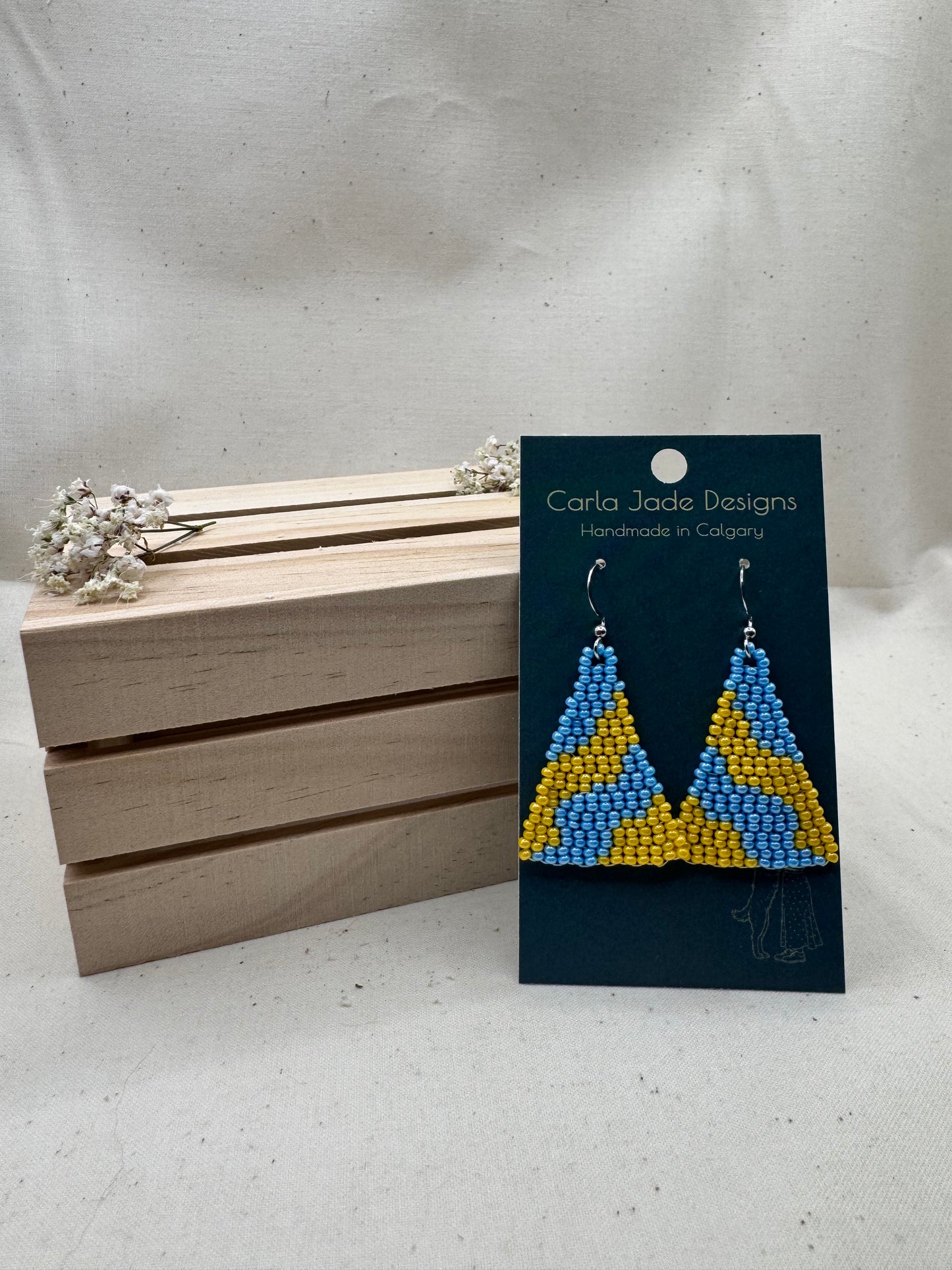 Colourwave Earrings - Blue & Yellow (Pearl)