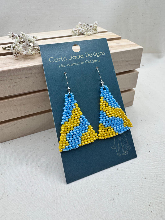 Colourwave Earrings - Blue & Yellow (Pearl)