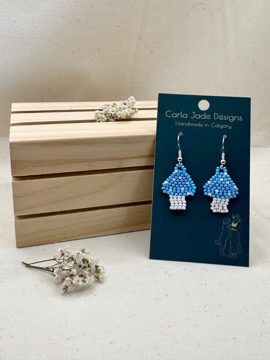 Mini Mushroom Earrings - Blue