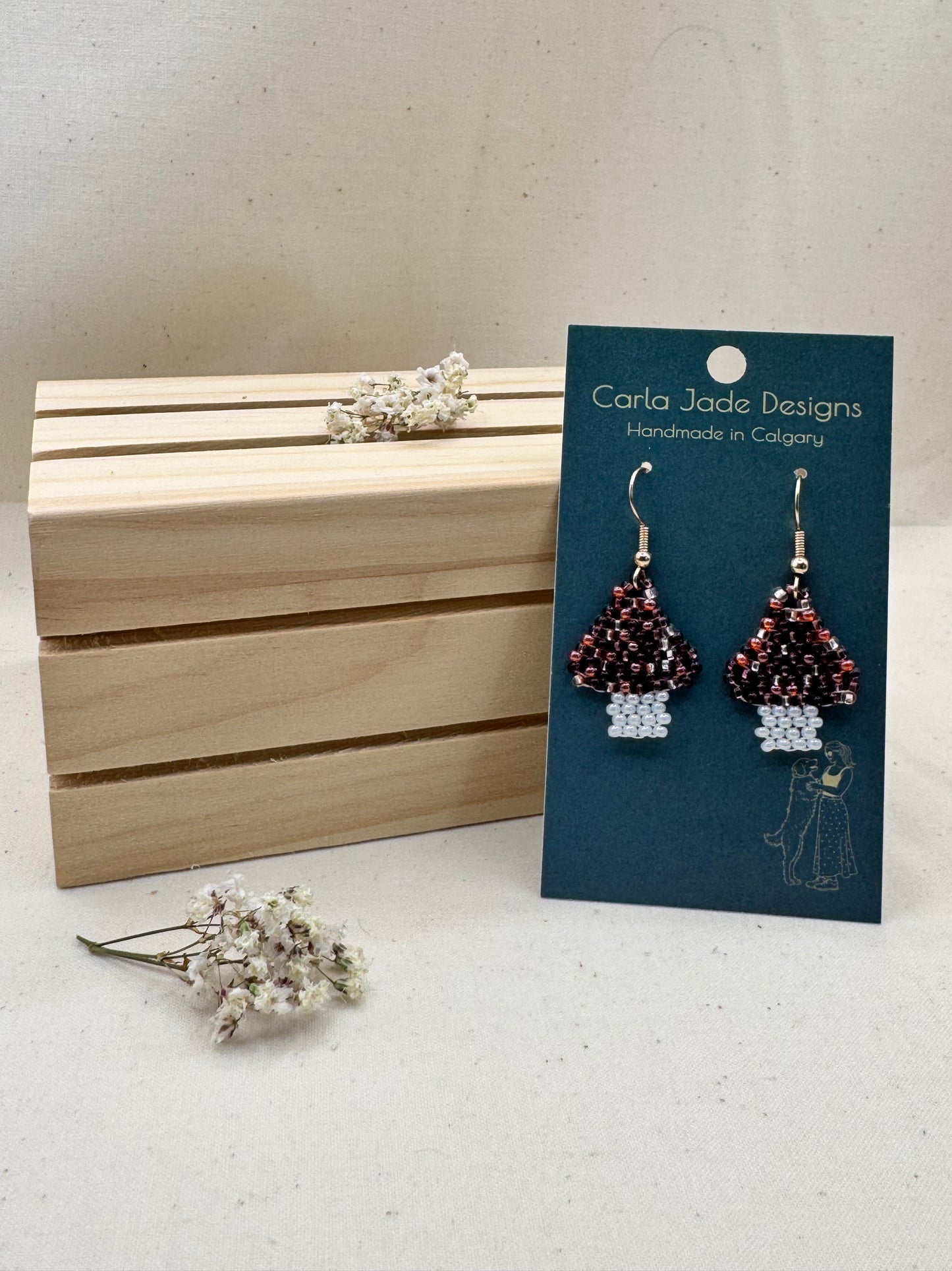 Mini Mushroom Earrings - Lilac Mix