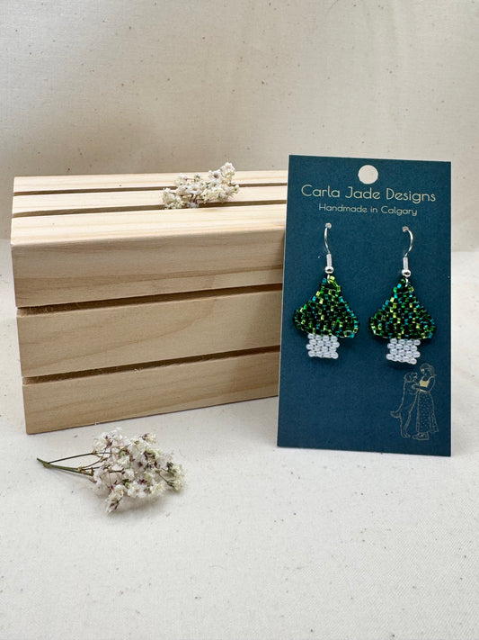 Mini Mushroom Earrings - Sea Green Mix