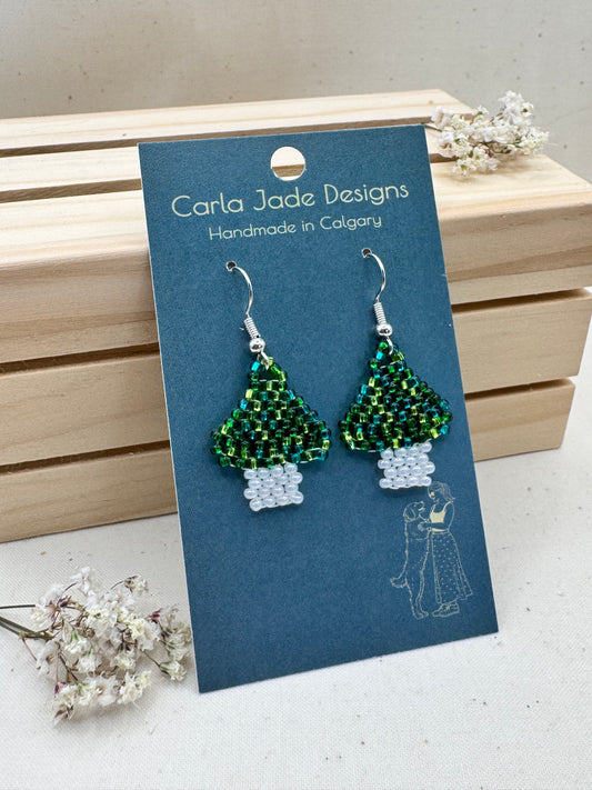 Mini Mushroom Earrings - Sea Green Mix