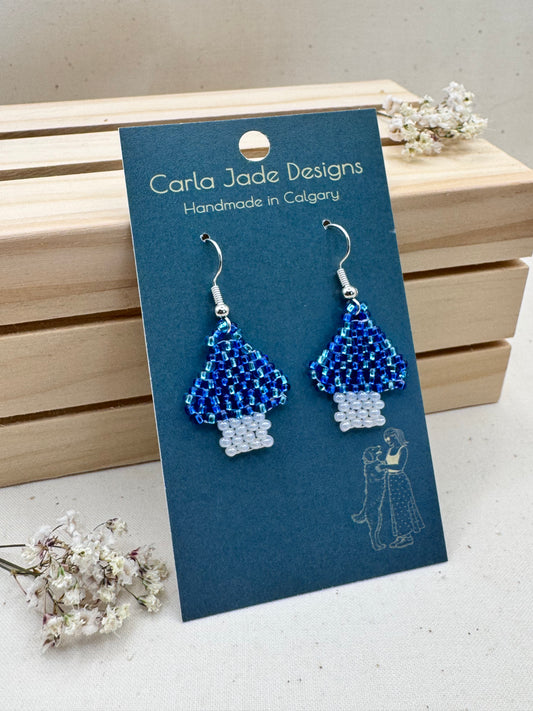 Mini Mushroom Earrings - Aqua Mix