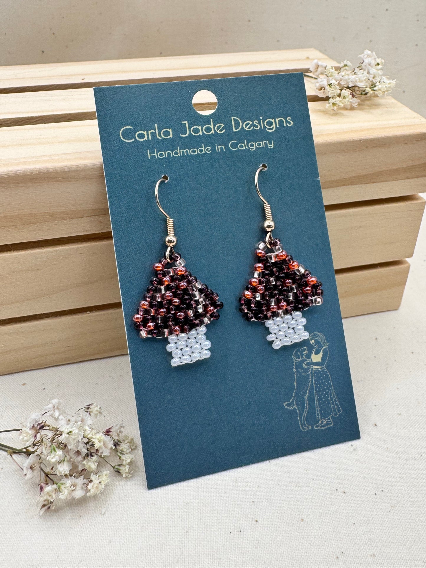Mini Mushroom Earrings - Lilac Mix