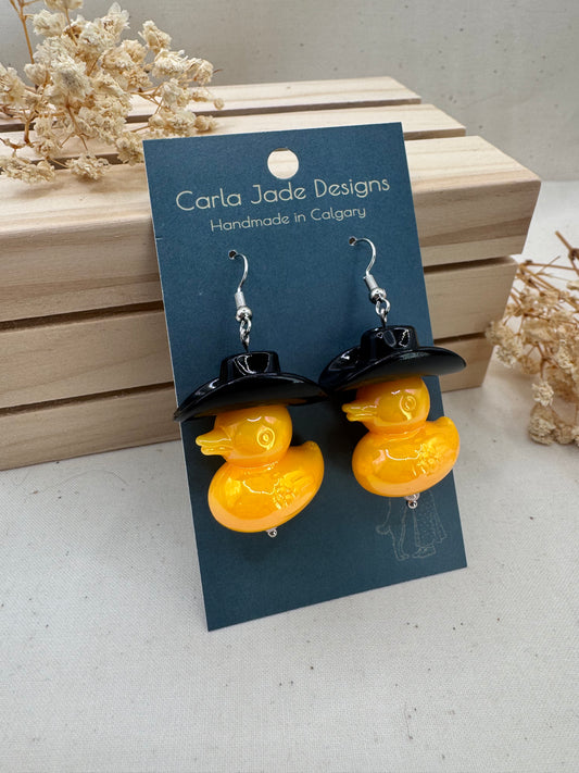 Howdy Duck Earrings - Black & Yellow