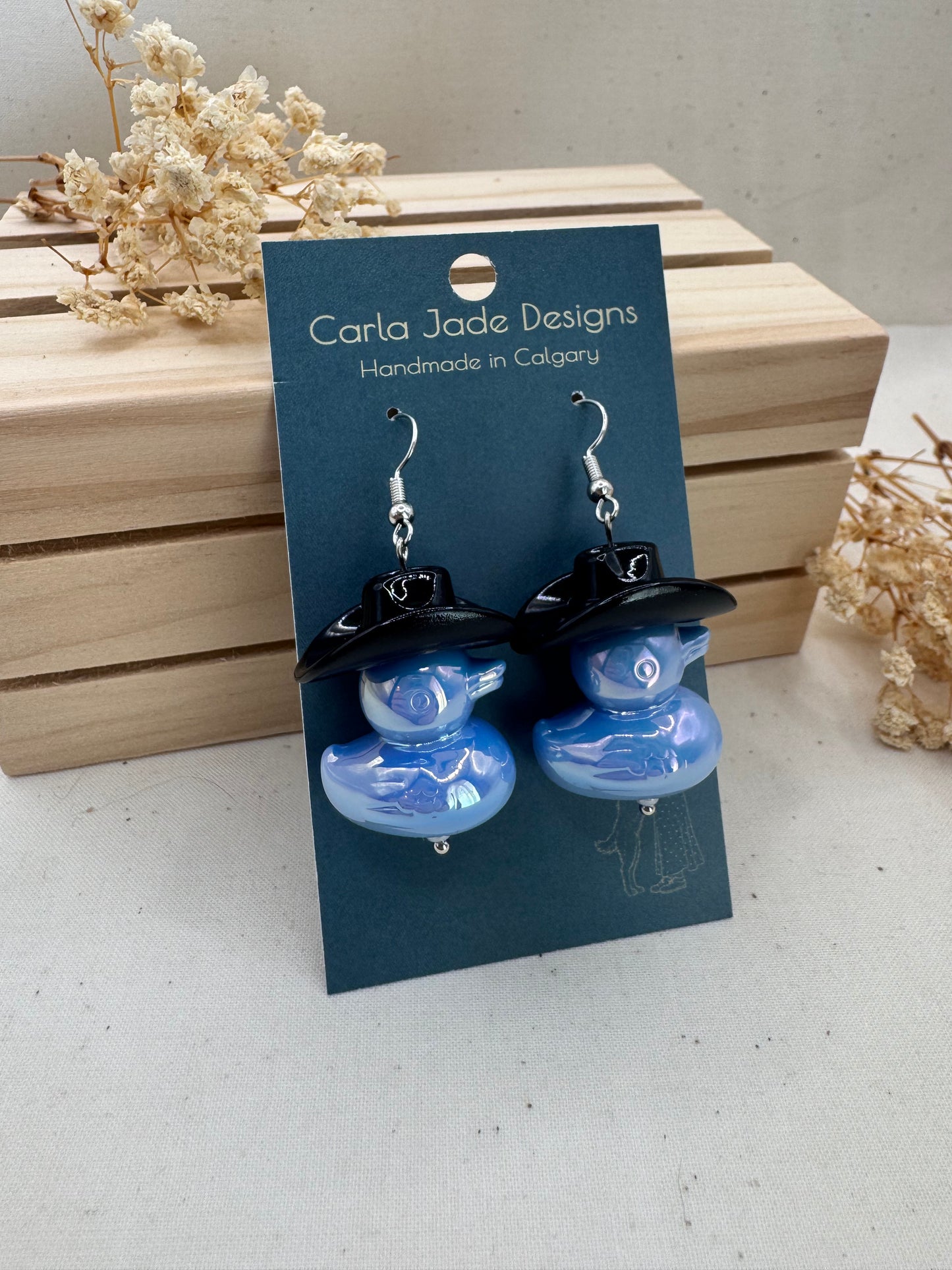 Howdy Duck Earrings - Black & Blue