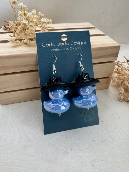 Howdy Duck Earrings - Black & Blue