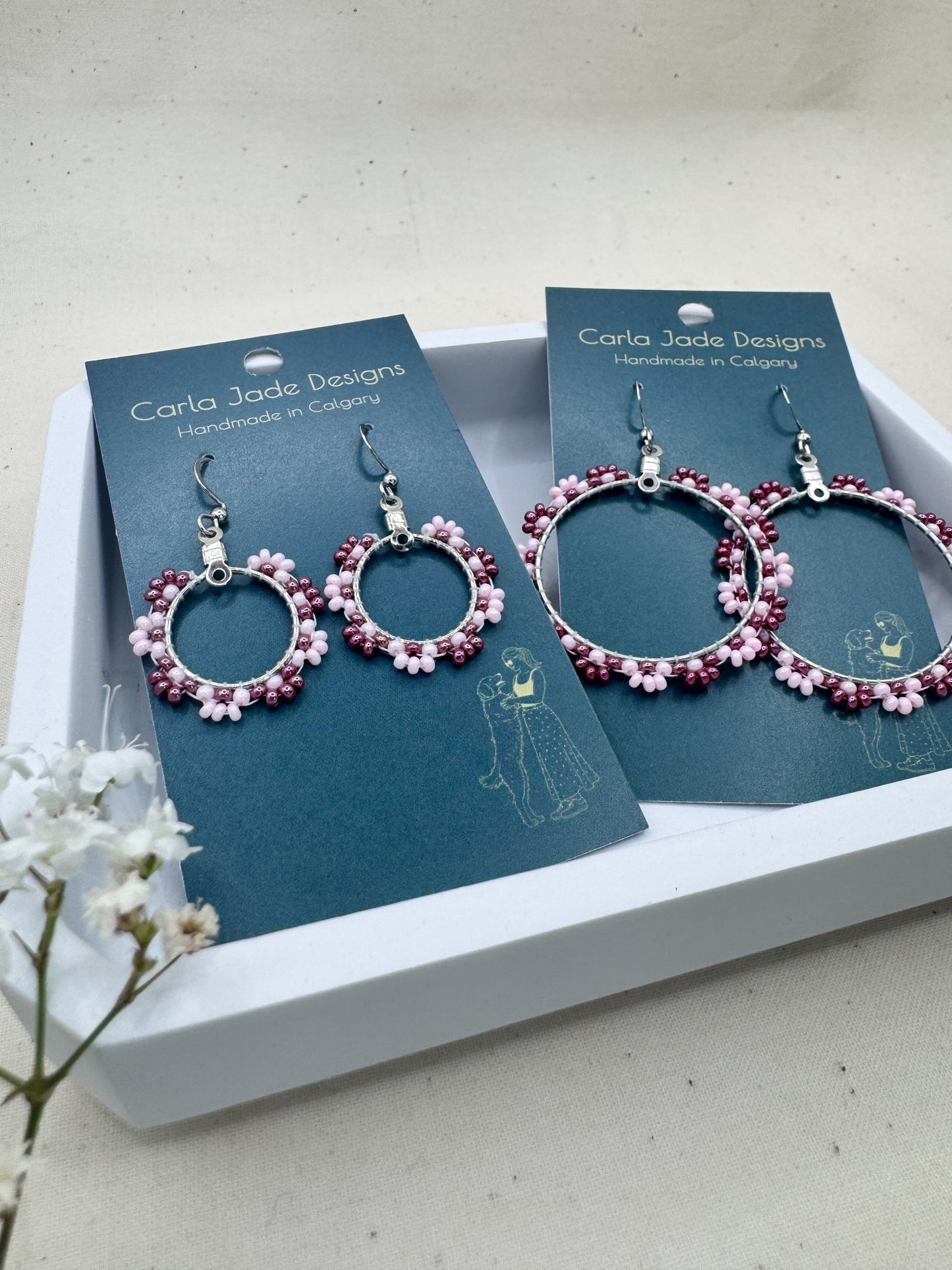 Bloom Hoop Earrings - Berry Rosé