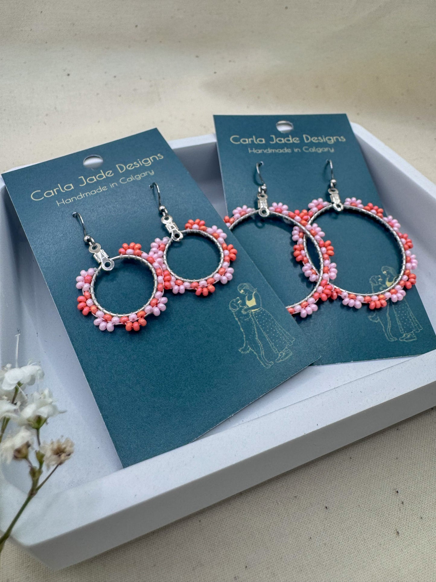 Bloom Hoop Earrings - Peach Picnic