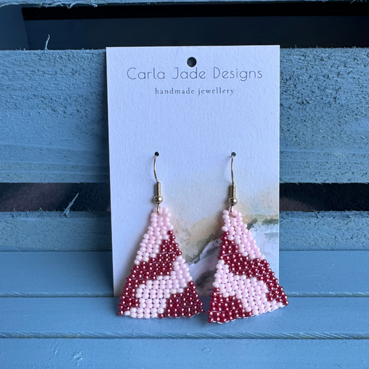 Wavy Earrings - Pink & Maroon