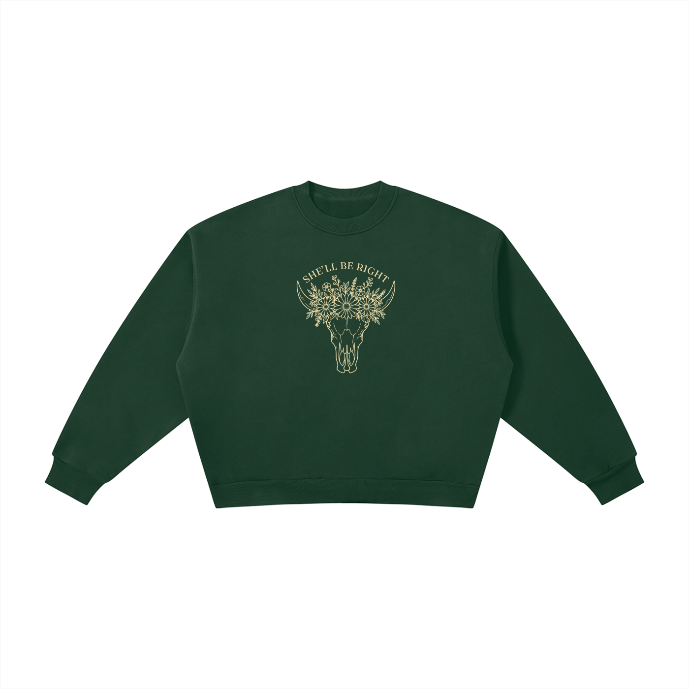She’ll Be Right | Ladies’ Oversized Crewneck | Buttercream