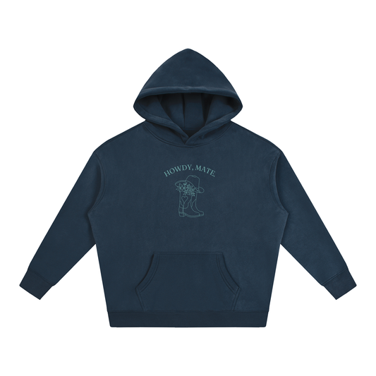 Howdy, Mate unisex oversized hoodie with lagoon artwork in Light Blue – product view