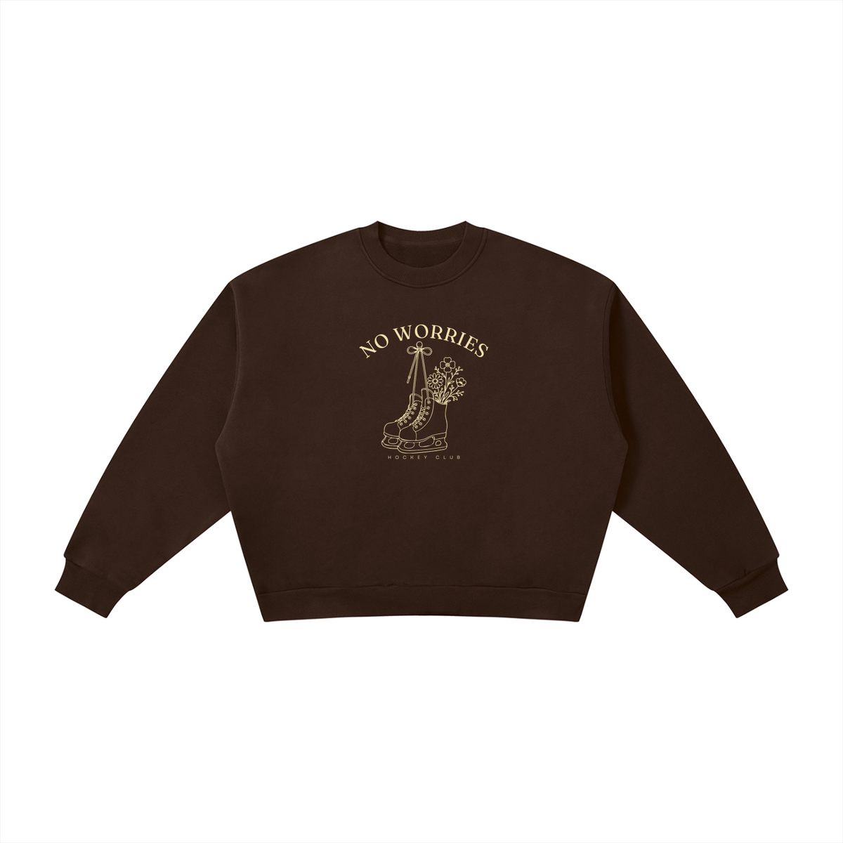 No Worries Hockey Club | Ladies’ Oversized Crewneck | Buttercream