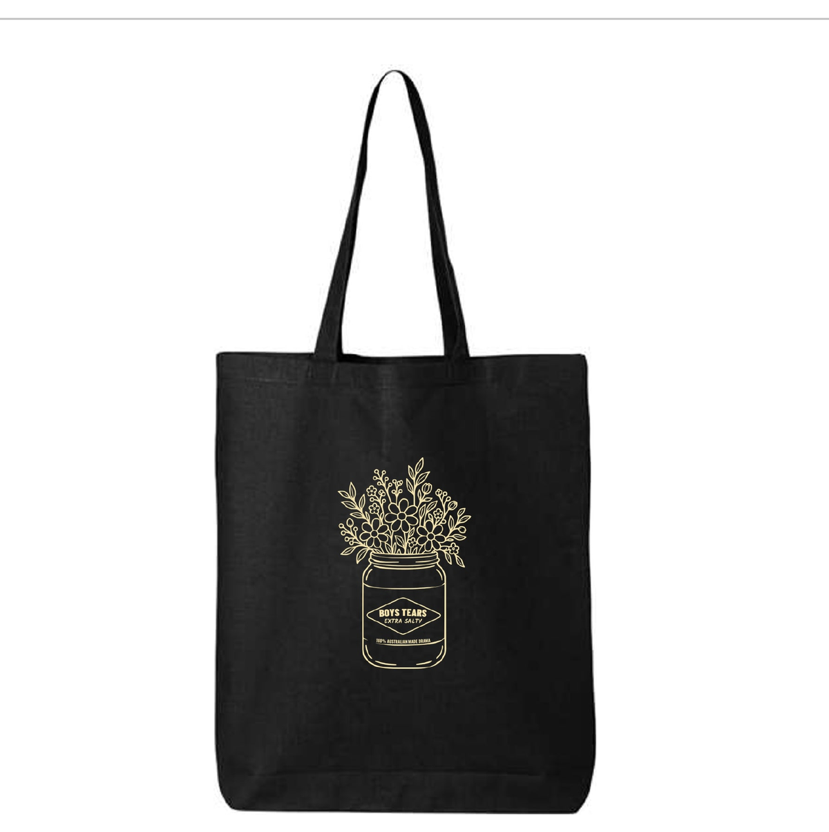 Boys Tears black 12L tote bag mockup