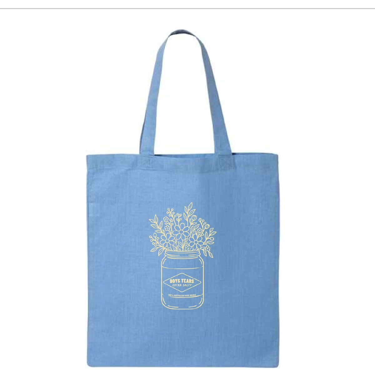 Boys Tears Carolina blue small tote bag mockup