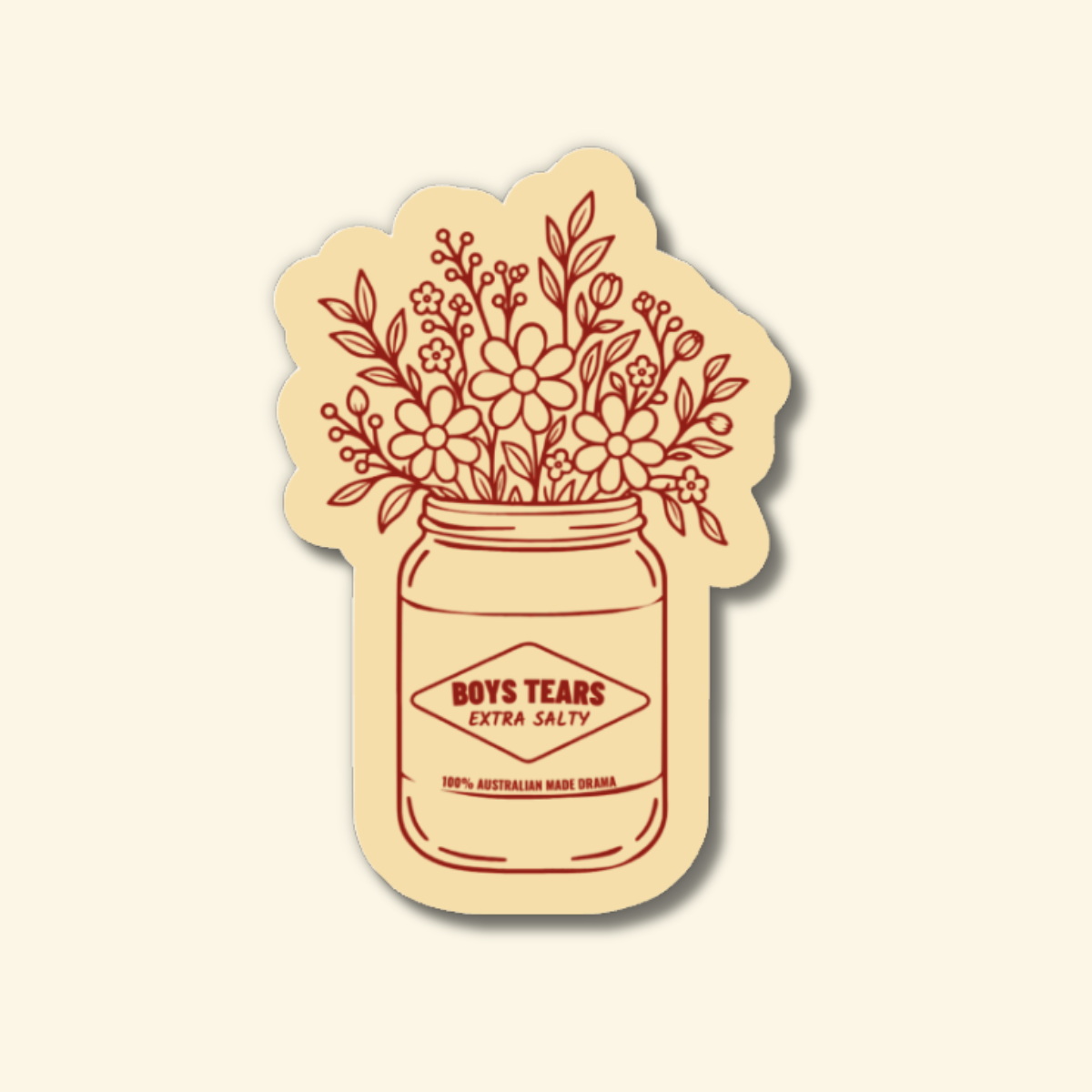 Boys Tears Extra Salty floral jar sticker