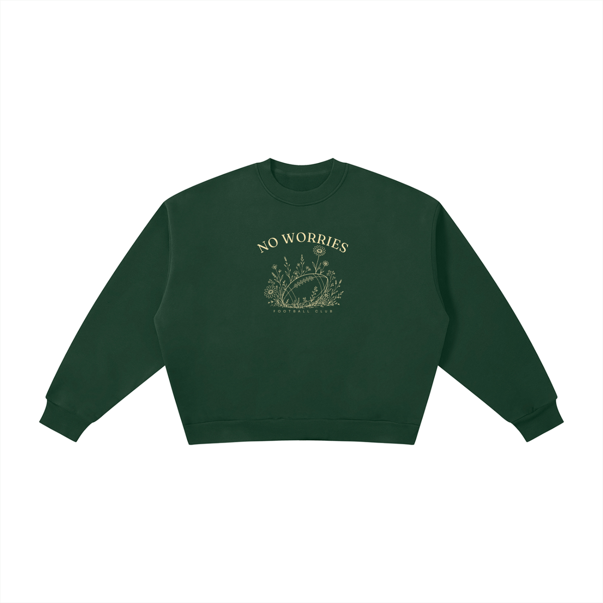 No Worries Football Club | Ladies’ Oversized Crewneck | Buttercream