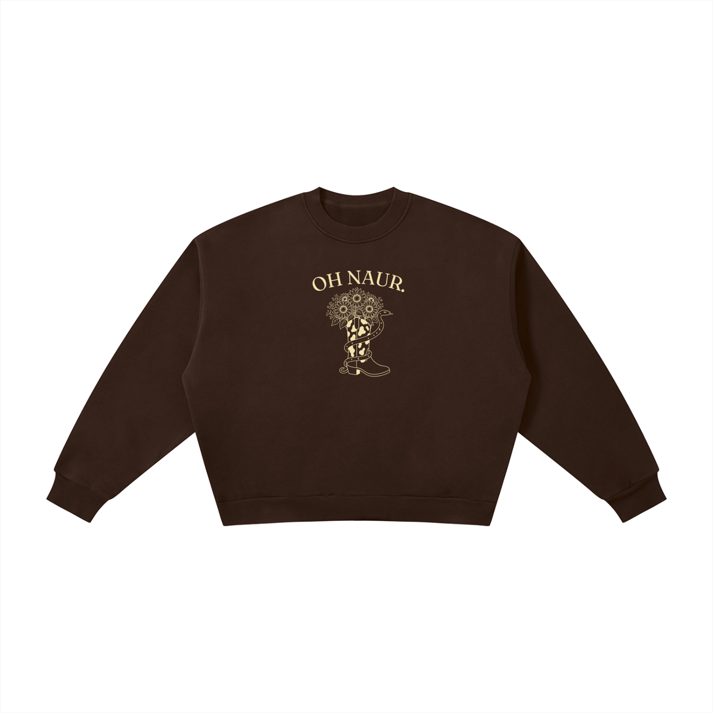 Oh Naur | Ladies’ Oversized Crewneck | Buttercream