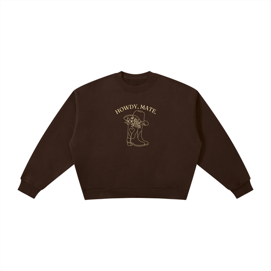 Howdy, Mate | Ladies’ Oversized Crewneck | Buttercream