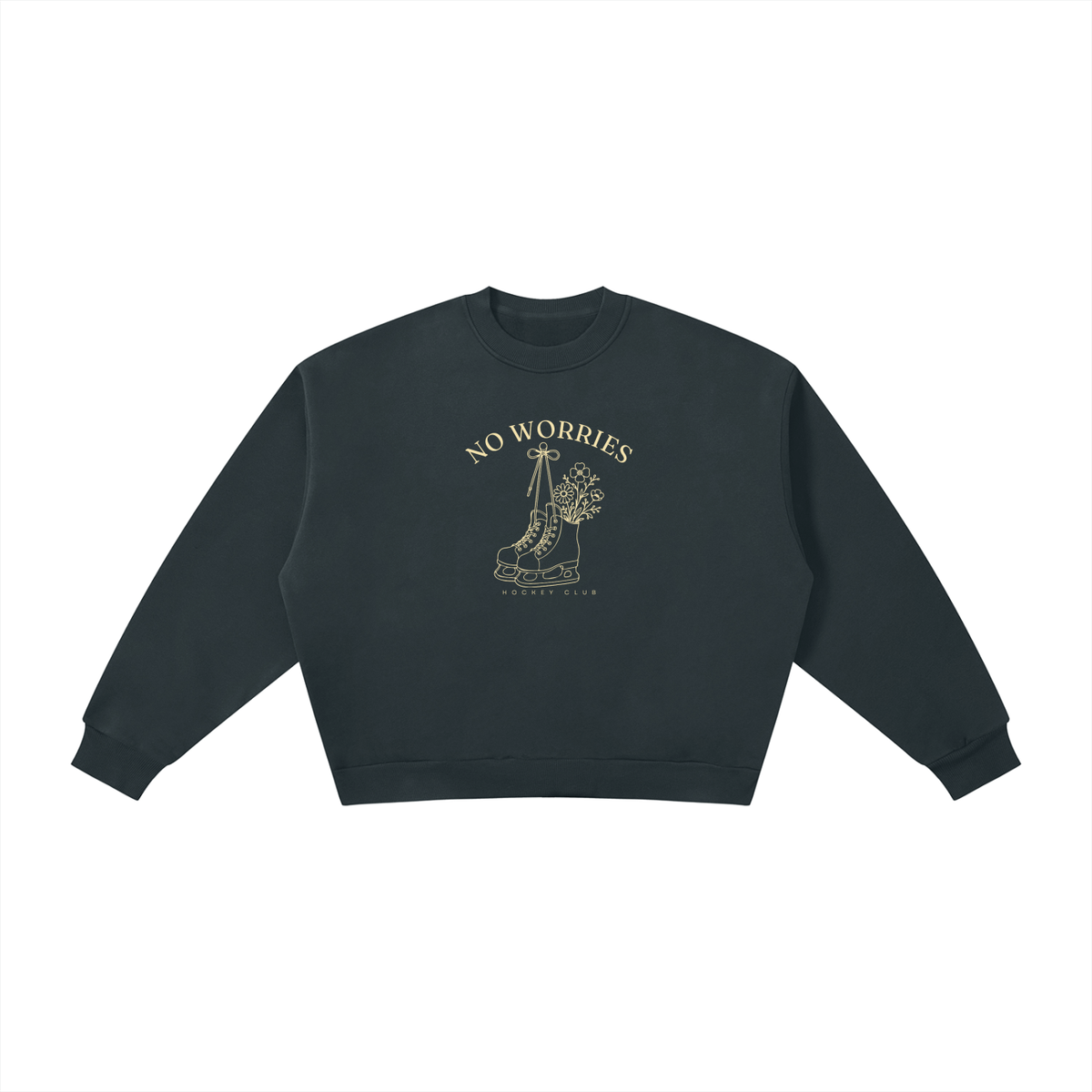 No Worries Hockey Club | Ladies’ Oversized Crewneck | Buttercream