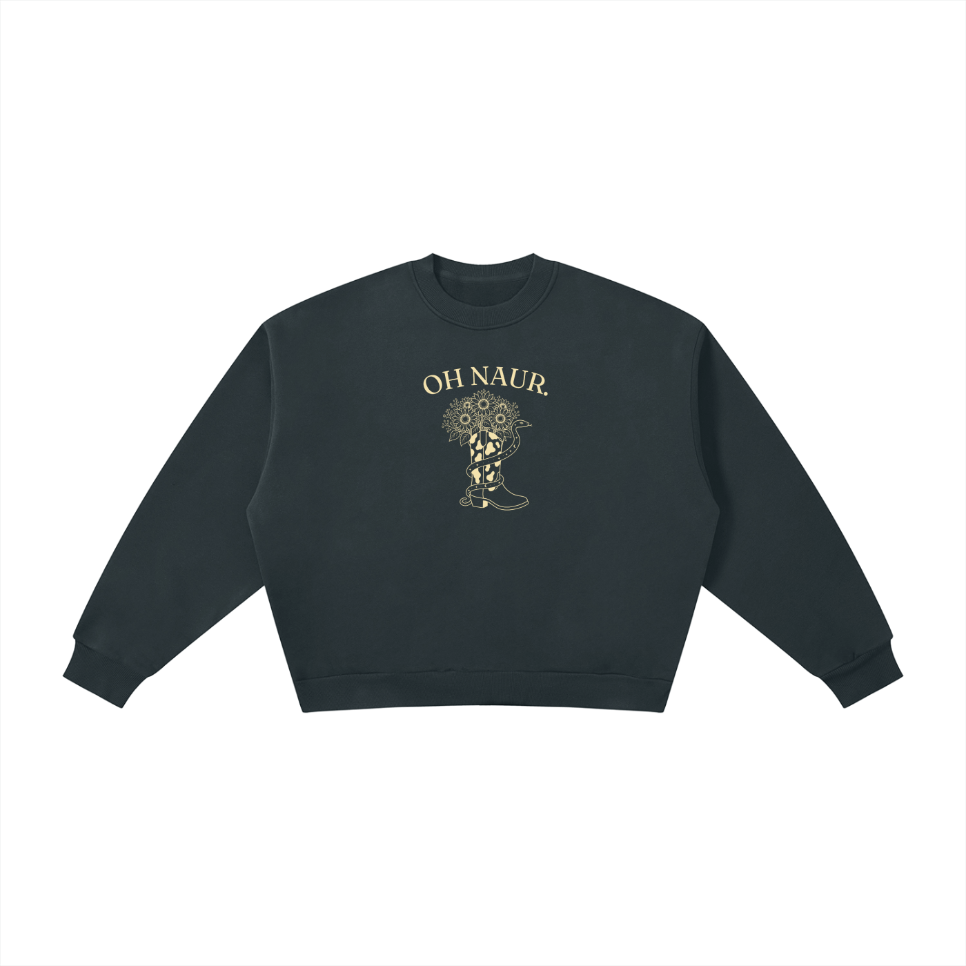 Oh Naur | Ladies’ Oversized Crewneck | Buttercream