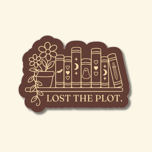 Lost the Plot bookshelf sticker with flowers